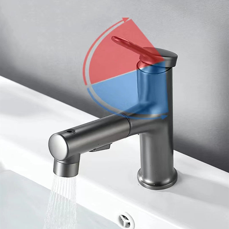 Vessel Sink Faucet Contemporary Pull-out Faucet with Swivel Spout Clearhalo 'Bathroom Remodel & Bathroom Fixtures' 'Bathroom Sink Faucets' 'Bathroom Sinks & Faucet Components' 'bathroom_sink_faucets' 'Home Improvement' 'home_improvement' 'home_improvement_bathroom_sink_faucets' 6615512