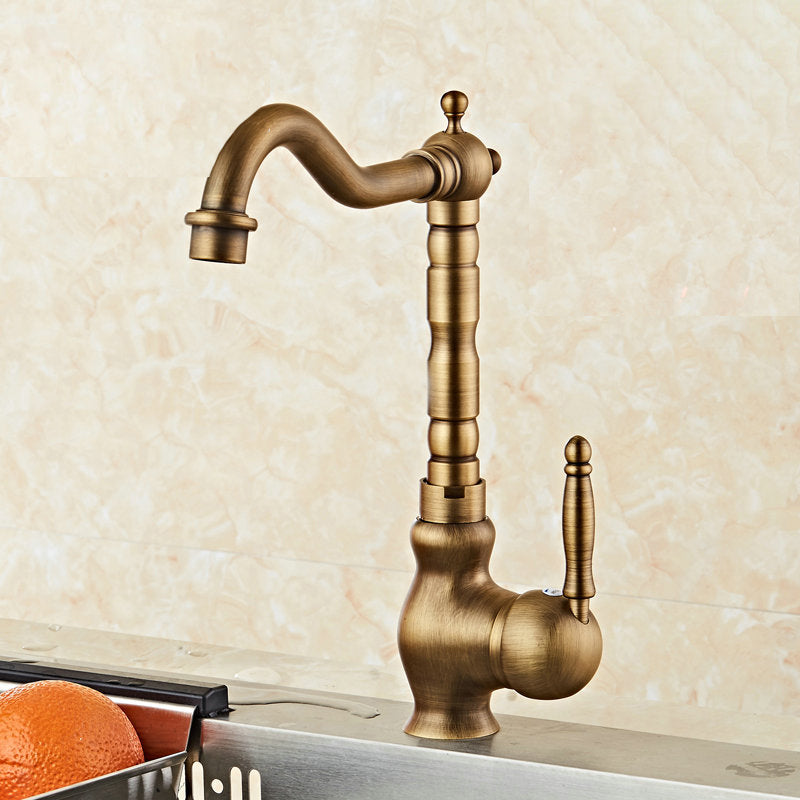 Traditional Standard Bar Faucet 1-Handle with Supply Lines Kitchen Faucet Brass Gourd Straight Faucet Clearhalo 'Home Improvement' 'home_improvement' 'home_improvement_kitchen_faucets' 'Kitchen Faucets' 'Kitchen Remodel & Kitchen Fixtures' 'Kitchen Sinks & Faucet Components' 'kitchen_faucets' 6615533
