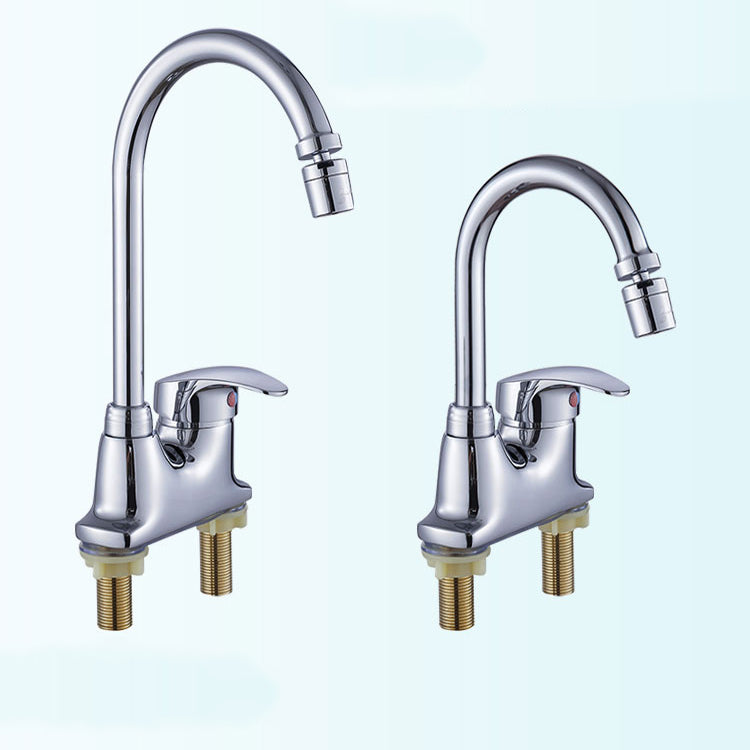 Contemporary Single Level Kitchen Faucet Lead Free Faucet in Chrome Clearhalo 'Home Improvement' 'home_improvement' 'home_improvement_kitchen_faucets' 'Kitchen Faucets' 'Kitchen Remodel & Kitchen Fixtures' 'Kitchen Sinks & Faucet Components' 'kitchen_faucets' 6615592