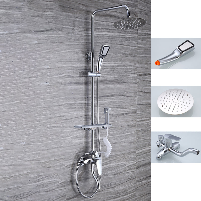 Modern Shower System Massage Jet Round Lever Handle Shower Trim Round 4 Clearhalo 'Bathroom Remodel & Bathroom Fixtures' 'Home Improvement' 'home_improvement' 'home_improvement_shower_faucets' 'Shower Faucets & Systems' 'shower_faucets' 'Showers & Bathtubs Plumbing' 'Showers & Bathtubs' 6615604