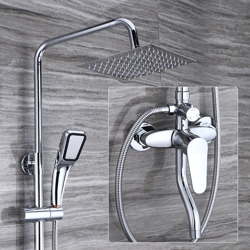 Modern Shower System Massage Jet Round Lever Handle Shower Trim Square 3 Clearhalo 'Bathroom Remodel & Bathroom Fixtures' 'Home Improvement' 'home_improvement' 'home_improvement_shower_faucets' 'Shower Faucets & Systems' 'shower_faucets' 'Showers & Bathtubs Plumbing' 'Showers & Bathtubs' 6615606