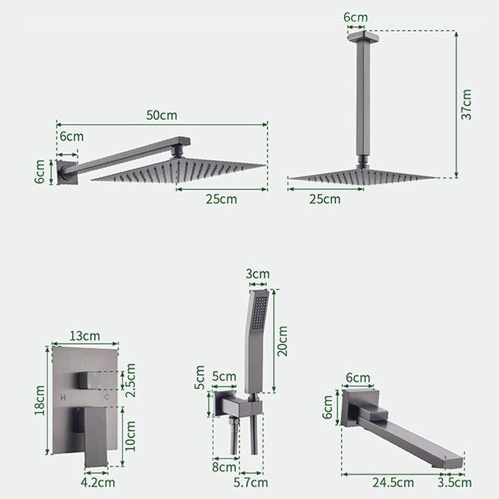 Modern Shower System Brass Adjustable Shower Head Temperature Control Shower Faucet Clearhalo 'Bathroom Remodel & Bathroom Fixtures' 'Home Improvement' 'home_improvement' 'home_improvement_shower_faucets' 'Shower Faucets & Systems' 'shower_faucets' 'Showers & Bathtubs Plumbing' 'Showers & Bathtubs' 6615686