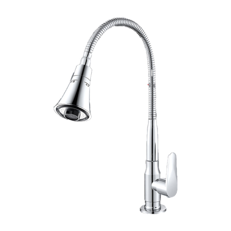 Contemporary Standard Kitchen Faucet Metal Kitchen Faucet with One Handle Clearhalo 'Home Improvement' 'home_improvement' 'home_improvement_kitchen_faucets' 'Kitchen Faucets' 'Kitchen Remodel & Kitchen Fixtures' 'Kitchen Sinks & Faucet Components' 'kitchen_faucets' 6615968