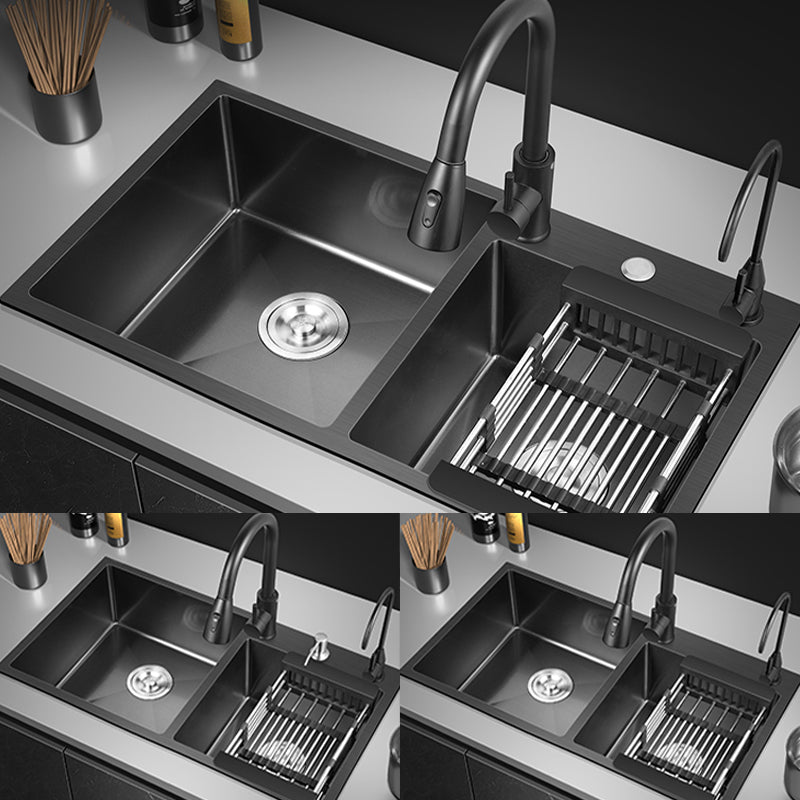 Modern Style Kitchen Sink Drop-In Corrosion Resistant Kitchen Double Sink Clearhalo 'Home Improvement' 'home_improvement' 'home_improvement_kitchen_sinks' 'Kitchen Remodel & Kitchen Fixtures' 'Kitchen Sinks & Faucet Components' 'Kitchen Sinks' 'kitchen_sinks' 6616109