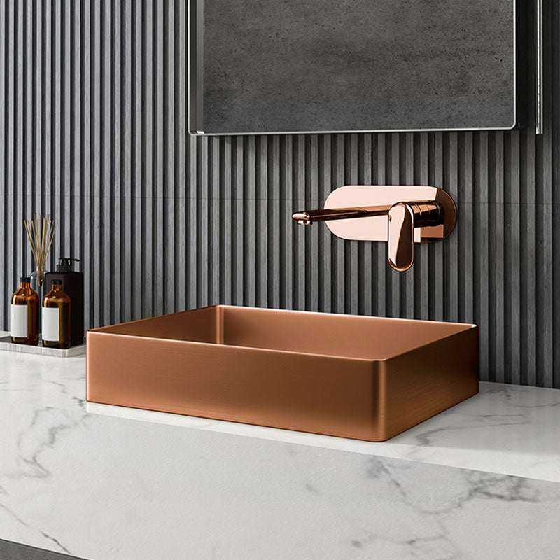 Contemporary Bathroom Sink Metal Rectangular Vessel Sink with Pop-Up Drain Clearhalo 'Bathroom Remodel & Bathroom Fixtures' 'Bathroom Sinks & Faucet Components' 'Bathroom Sinks' 'bathroom_sink' 'Home Improvement' 'home_improvement' 'home_improvement_bathroom_sink' 6616194