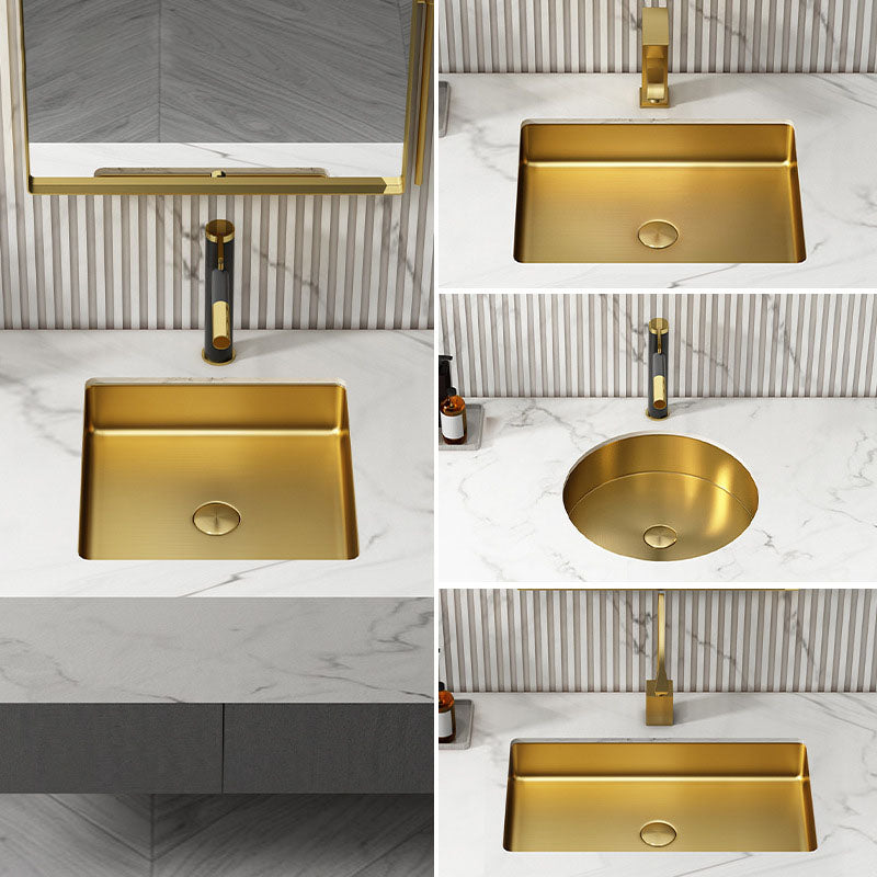 Contemporary Bathroom Sink Metal Rectangular Drop-in Bathroom Sink with Pop-Up Drain Clearhalo 'Bathroom Remodel & Bathroom Fixtures' 'Bathroom Sinks & Faucet Components' 'Bathroom Sinks' 'bathroom_sink' 'Home Improvement' 'home_improvement' 'home_improvement_bathroom_sink' 6616276