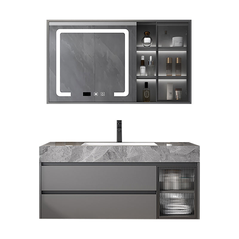 Modern Wall Mount Bath Vanity Gray Tone Vanity Cabinet with Mirror Cabinet Clearhalo 'Bathroom Remodel & Bathroom Fixtures' 'Bathroom Vanities' 'bathroom_vanities' 'Home Improvement' 'home_improvement' 'home_improvement_bathroom_vanities' 6616325