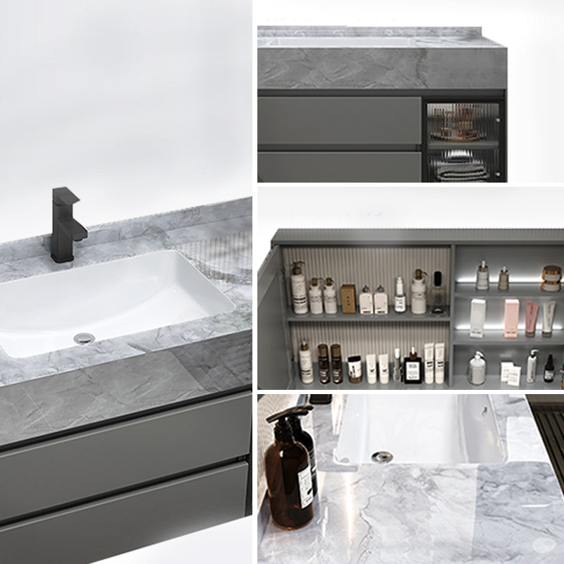 Modern Wall Mount Bath Vanity Gray Tone Vanity Cabinet with Mirror Cabinet Clearhalo 'Bathroom Remodel & Bathroom Fixtures' 'Bathroom Vanities' 'bathroom_vanities' 'Home Improvement' 'home_improvement' 'home_improvement_bathroom_vanities' 6616329