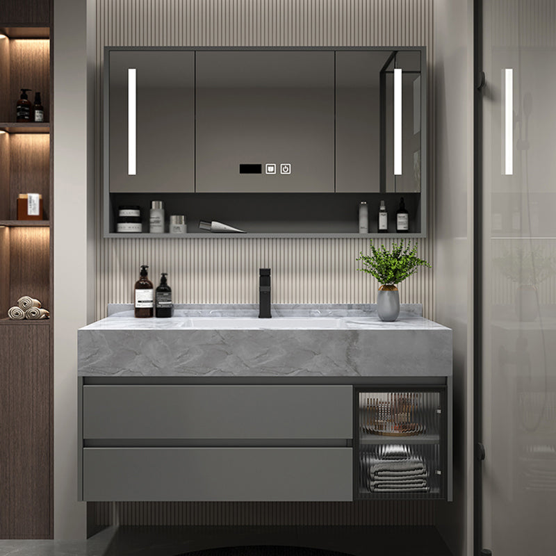 Modern Wall Mount Bath Vanity Gray Tone Vanity Cabinet with Mirror Cabinet Vanity & Faucet & Smart Medicine Cabinet Clearhalo 'Bathroom Remodel & Bathroom Fixtures' 'Bathroom Vanities' 'bathroom_vanities' 'Home Improvement' 'home_improvement' 'home_improvement_bathroom_vanities' 6616335