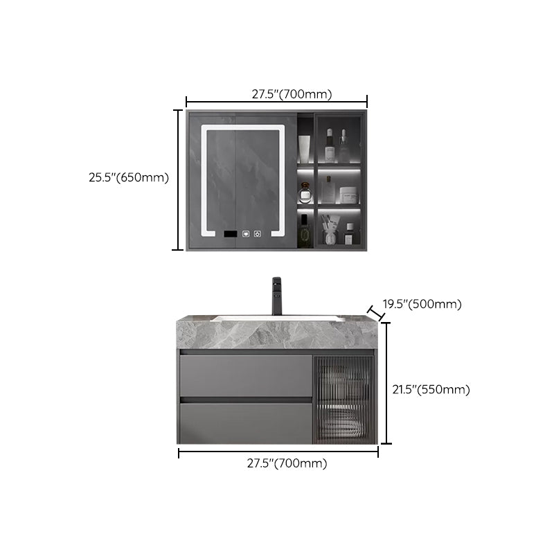 Modern Wall Mount Bath Vanity Gray Tone Vanity Cabinet with Mirror Cabinet Clearhalo 'Bathroom Remodel & Bathroom Fixtures' 'Bathroom Vanities' 'bathroom_vanities' 'Home Improvement' 'home_improvement' 'home_improvement_bathroom_vanities' 6616354