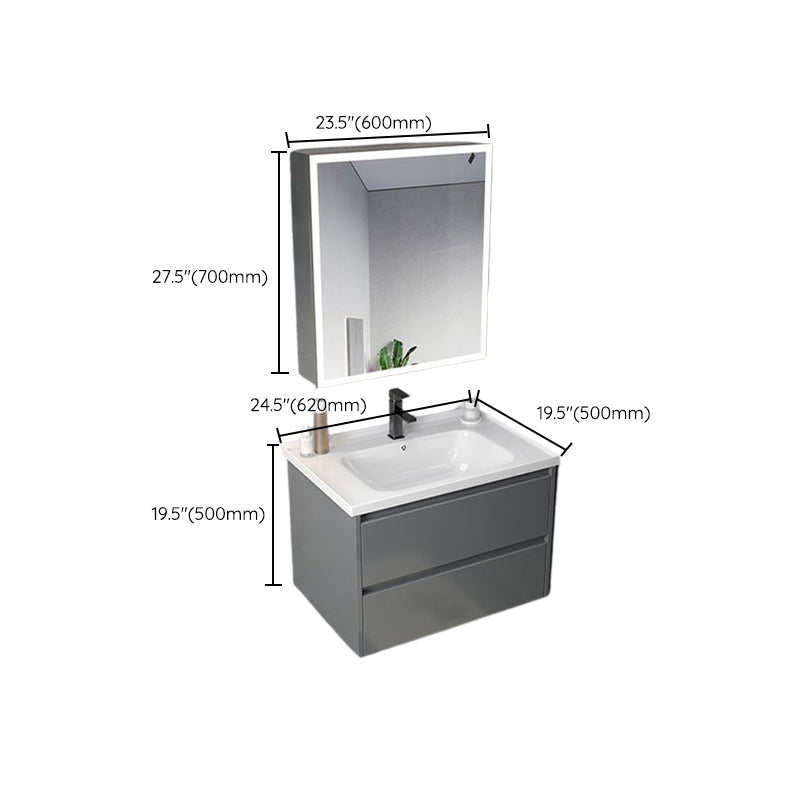 Modern Gray Vanity Sink Mirror Cabinet Wall-Mounted Bathroom Vanity Cabinet with Drawers Clearhalo 'Bathroom Remodel & Bathroom Fixtures' 'Bathroom Vanities' 'bathroom_vanities' 'Home Improvement' 'home_improvement' 'home_improvement_bathroom_vanities' 6616546