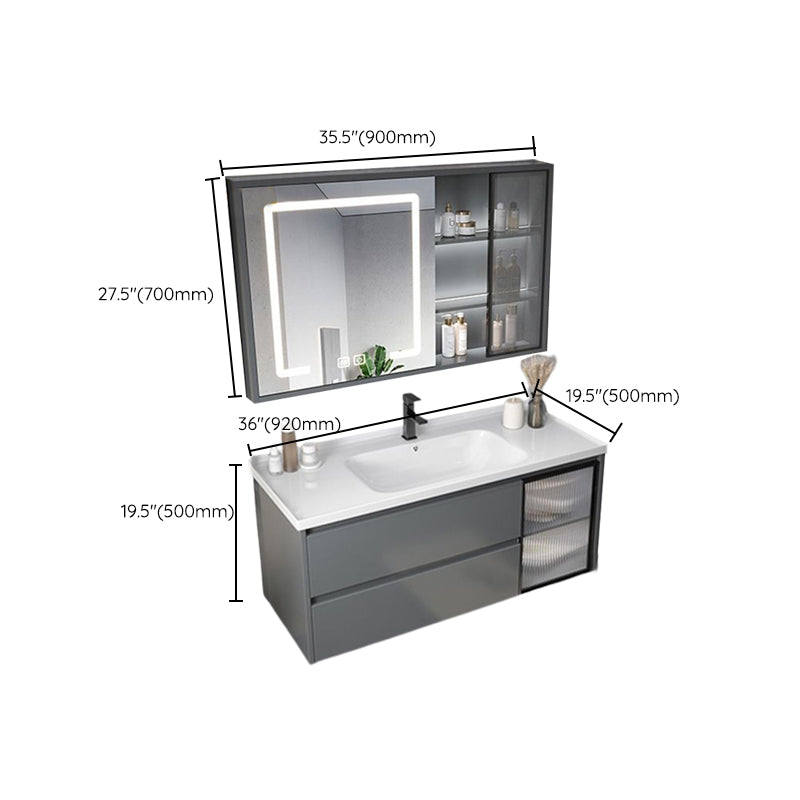 Modern Gray Vanity Sink Mirror Cabinet Wall-Mounted Bathroom Vanity Cabinet with Drawers Clearhalo 'Bathroom Remodel & Bathroom Fixtures' 'Bathroom Vanities' 'bathroom_vanities' 'Home Improvement' 'home_improvement' 'home_improvement_bathroom_vanities' 6616556