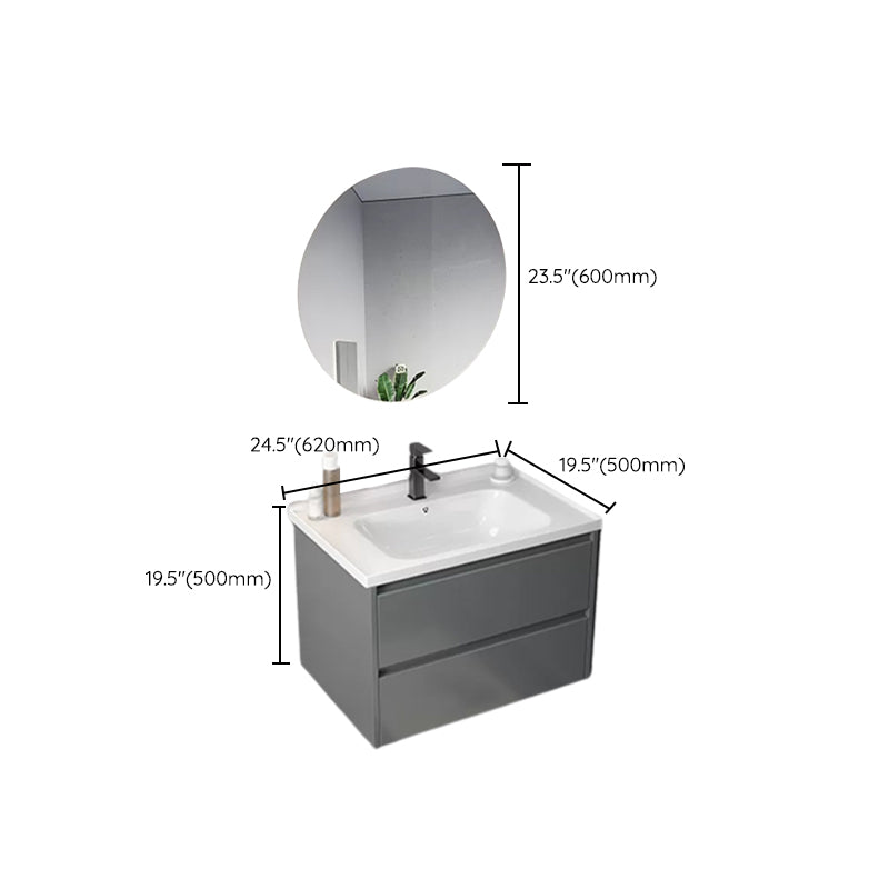 Modern Gray Vanity Sink Mirror Cabinet Wall-Mounted Bathroom Vanity Cabinet with Drawers Clearhalo 'Bathroom Remodel & Bathroom Fixtures' 'Bathroom Vanities' 'bathroom_vanities' 'Home Improvement' 'home_improvement' 'home_improvement_bathroom_vanities' 6616567