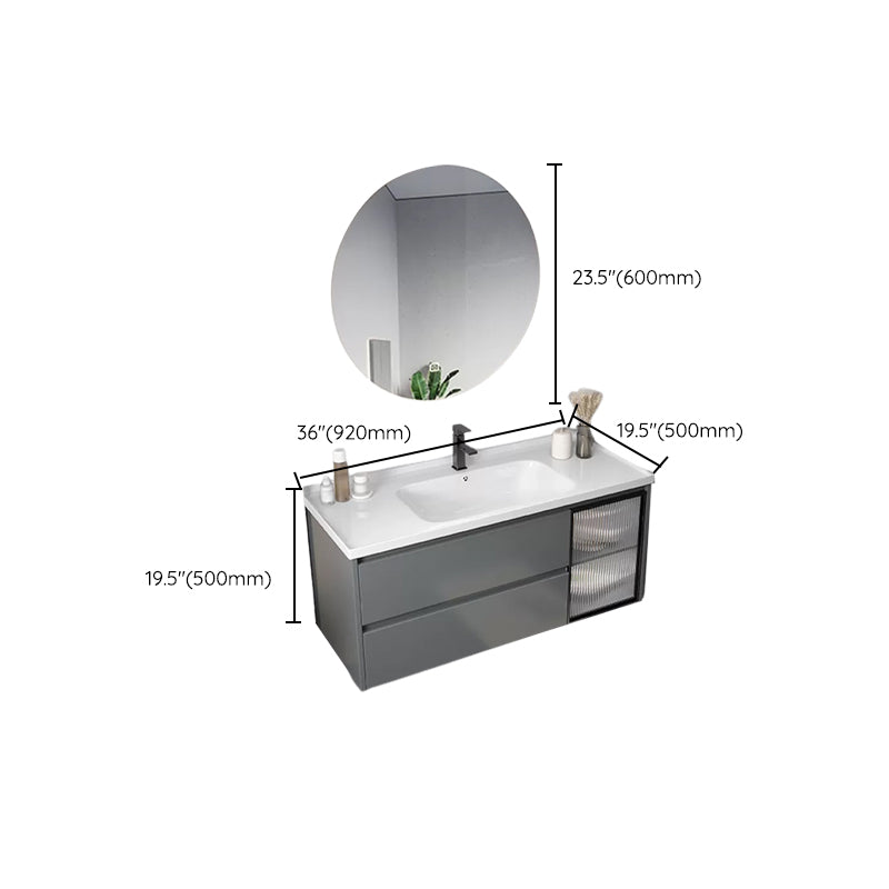 Modern Gray Vanity Sink Mirror Cabinet Wall-Mounted Bathroom Vanity Cabinet with Drawers Clearhalo 'Bathroom Remodel & Bathroom Fixtures' 'Bathroom Vanities' 'bathroom_vanities' 'Home Improvement' 'home_improvement' 'home_improvement_bathroom_vanities' 6616570