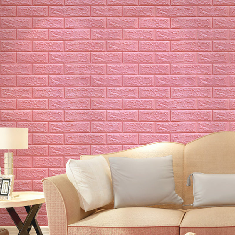Industrial Wall Paneling Peel and Stick Wood Effect Design Waterproof Foam Wall Paneling Pink 0.2" 20-Piece Set Clearhalo 'Flooring 'Home Improvement' 'home_improvement' 'home_improvement_wall_paneling' 'Wall Paneling' 'wall_paneling' 'Walls & Ceilings' Walls and Ceiling' 6616965