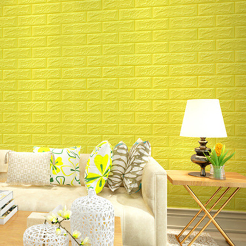 Industrial Wall Paneling Peel and Stick Wood Effect Design Waterproof Foam Wall Paneling Lemon Yellow 0.2" 20-Piece Set Clearhalo 'Flooring 'Home Improvement' 'home_improvement' 'home_improvement_wall_paneling' 'Wall Paneling' 'wall_paneling' 'Walls & Ceilings' Walls and Ceiling' 6616968