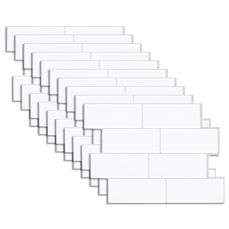 Peel and Stick Tile Rectangle PVC Waterproof Peel & Stick Subway Tile 10-Pack White Clearhalo 'Flooring 'Home Improvement' 'home_improvement' 'home_improvement_peel_stick_blacksplash' 'Peel & Stick Backsplash Tile' 'peel_stick_blacksplash' 'Walls & Ceilings' Walls and Ceiling' 6617359