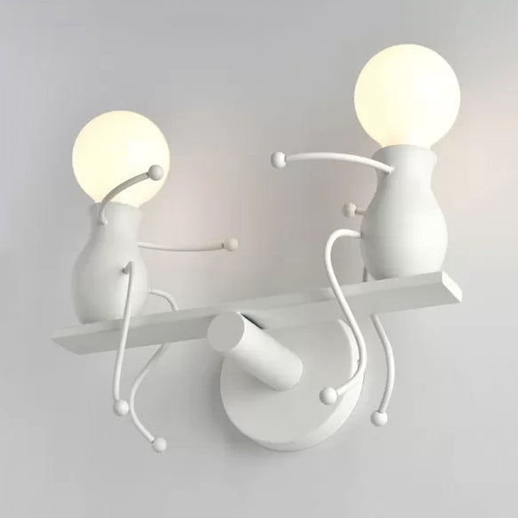 Creative Small Wall Light Seesaw Two Lights Metallic LED Wall Sconce for Bathroom White Clearhalo 'Wall Lamps & Sconces' 'Wall Lights' Lighting' 66195