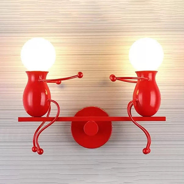 Creative Small Wall Light Seesaw Two Lights Metallic LED Wall Sconce for Bathroom Red Clearhalo 'Wall Lamps & Sconces' 'Wall Lights' Lighting' 66199