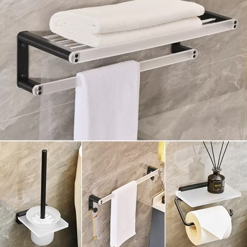 Contemporary Aluminum& Acrylic Bath Hardware Set Bathroom Accessory Kit 4-Piece Set (Towel Bar) Clearhalo 'Bathroom Hardware Sets' 'Bathroom Hardware' 'Bathroom Remodel & Bathroom Fixtures' 'bathroom_hardware_sets' 'Home Improvement' 'home_improvement' 'home_improvement_bathroom_hardware_sets' 6624172