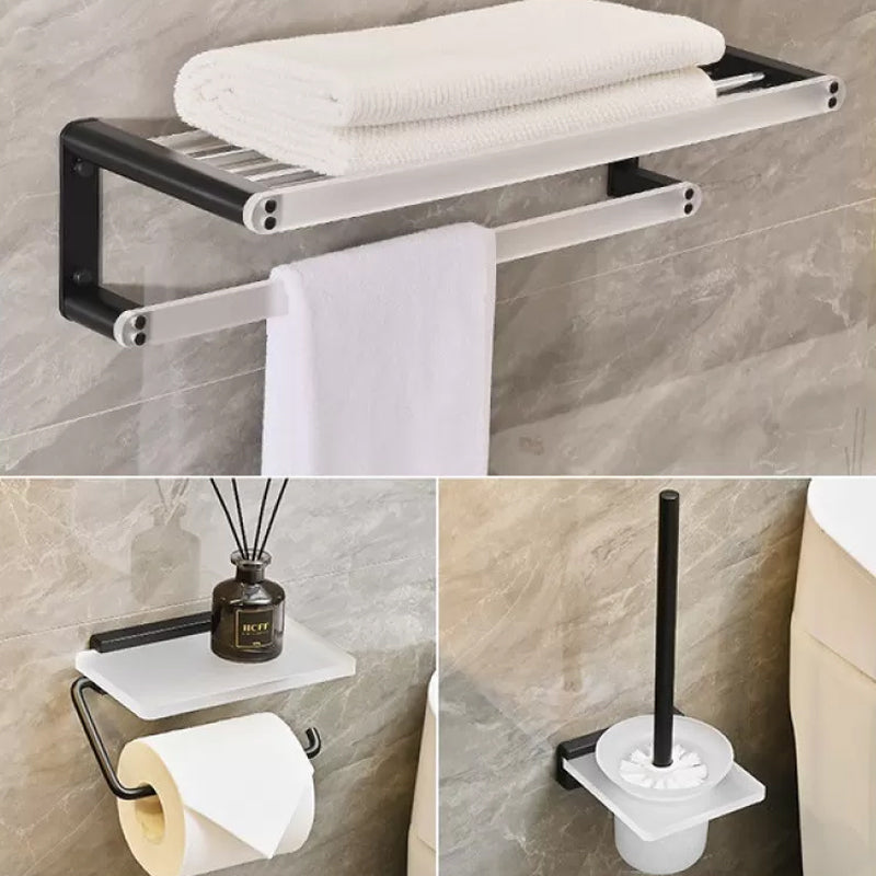 Contemporary Aluminum& Acrylic Bath Hardware Set Bathroom Accessory Kit 3-Piece Set (Toilet Paper Holder) Clearhalo 'Bathroom Hardware Sets' 'Bathroom Hardware' 'Bathroom Remodel & Bathroom Fixtures' 'bathroom_hardware_sets' 'Home Improvement' 'home_improvement' 'home_improvement_bathroom_hardware_sets' 6624183