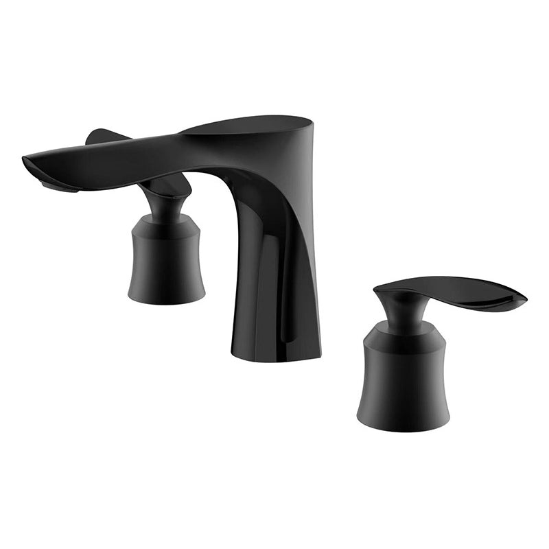 5.1" H Brass Basin Lavatory Faucet Double Handles Bathroom Faucet Matte Black Clearhalo 'Bathroom Remodel & Bathroom Fixtures' 'Bathroom Sink Faucets' 'Bathroom Sinks & Faucet Components' 'bathroom_sink_faucets' 'Home Improvement' 'home_improvement' 'home_improvement_bathroom_sink_faucets' 6627273