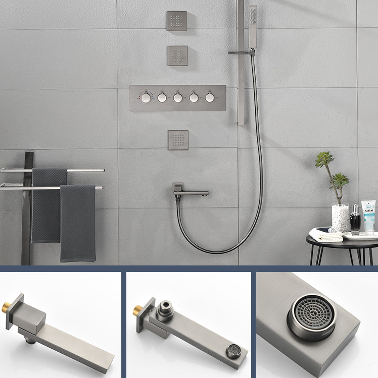 Modern Shower Trim Brass Body Jets Adjustable Shower Head Shower System Clearhalo 'Bathroom Remodel & Bathroom Fixtures' 'Home Improvement' 'home_improvement' 'home_improvement_shower_faucets' 'Shower Faucets & Systems' 'shower_faucets' 'Showers & Bathtubs Plumbing' 'Showers & Bathtubs' 6627328