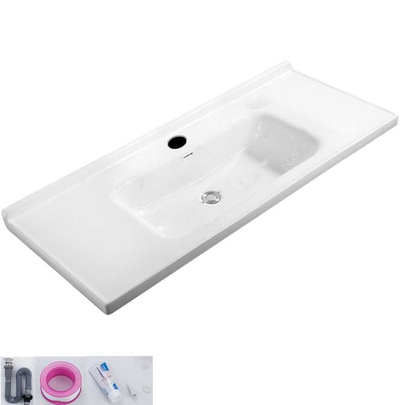 Modern White Bathroom Sink Rectangular Ceramic Bathroom Sink 48"L x 20"W x 5"H Sink with Faucet Clearhalo 'Bathroom Remodel & Bathroom Fixtures' 'Bathroom Sinks & Faucet Components' 'Bathroom Sinks' 'bathroom_sink' 'Home Improvement' 'home_improvement' 'home_improvement_bathroom_sink' 6627566