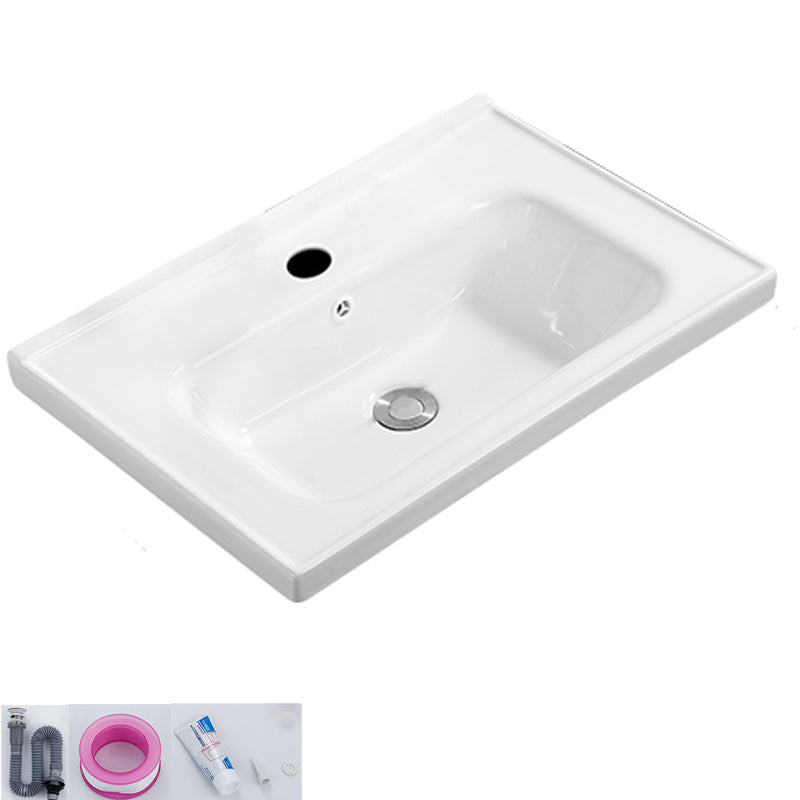 Modern White Bathroom Sink Rectangular Ceramic Bathroom Sink 24"L x 16"W x 5"H Sink Clearhalo 'Bathroom Remodel & Bathroom Fixtures' 'Bathroom Sinks & Faucet Components' 'Bathroom Sinks' 'bathroom_sink' 'Home Improvement' 'home_improvement' 'home_improvement_bathroom_sink' 6627570