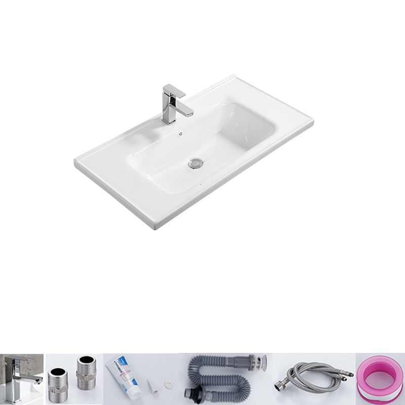 Modern White Bathroom Sink Rectangular Ceramic Bathroom Sink 36"L x 19"W x 5"H Sink with Faucet Clearhalo 'Bathroom Remodel & Bathroom Fixtures' 'Bathroom Sinks & Faucet Components' 'Bathroom Sinks' 'bathroom_sink' 'Home Improvement' 'home_improvement' 'home_improvement_bathroom_sink' 6627571