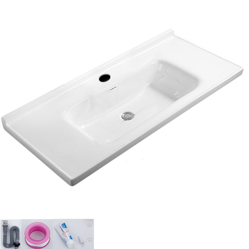 Modern White Bathroom Sink Rectangular Ceramic Bathroom Sink 44"L x 20"W x 5"H Sink Clearhalo 'Bathroom Remodel & Bathroom Fixtures' 'Bathroom Sinks & Faucet Components' 'Bathroom Sinks' 'bathroom_sink' 'Home Improvement' 'home_improvement' 'home_improvement_bathroom_sink' 6627575