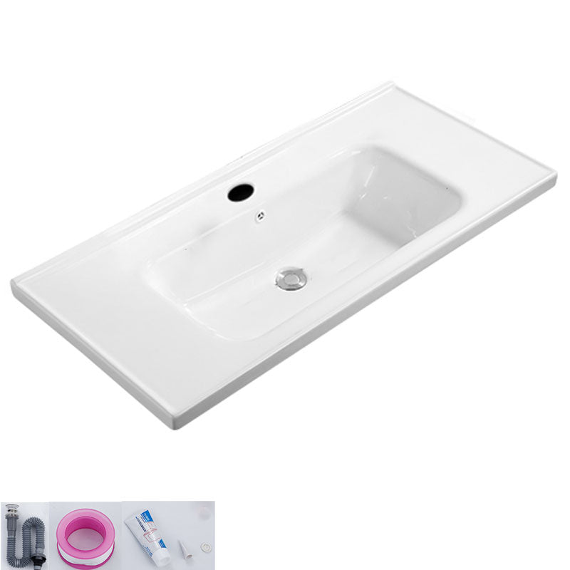 Modern White Bathroom Sink Rectangular Ceramic Bathroom Sink 40"L x 19"W x 5"H Sink Clearhalo 'Bathroom Remodel & Bathroom Fixtures' 'Bathroom Sinks & Faucet Components' 'Bathroom Sinks' 'bathroom_sink' 'Home Improvement' 'home_improvement' 'home_improvement_bathroom_sink' 6627584