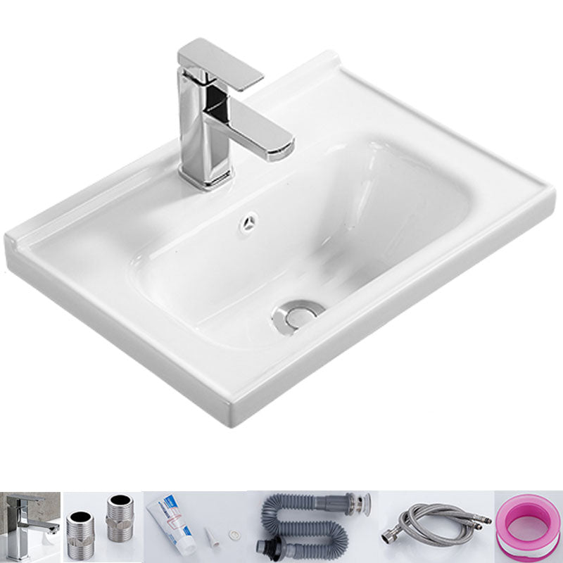 Modern White Bathroom Sink Rectangular Ceramic Bathroom Sink 28"L x 20"W x 5"H Sink with Faucet Clearhalo 'Bathroom Remodel & Bathroom Fixtures' 'Bathroom Sinks & Faucet Components' 'Bathroom Sinks' 'bathroom_sink' 'Home Improvement' 'home_improvement' 'home_improvement_bathroom_sink' 6627591