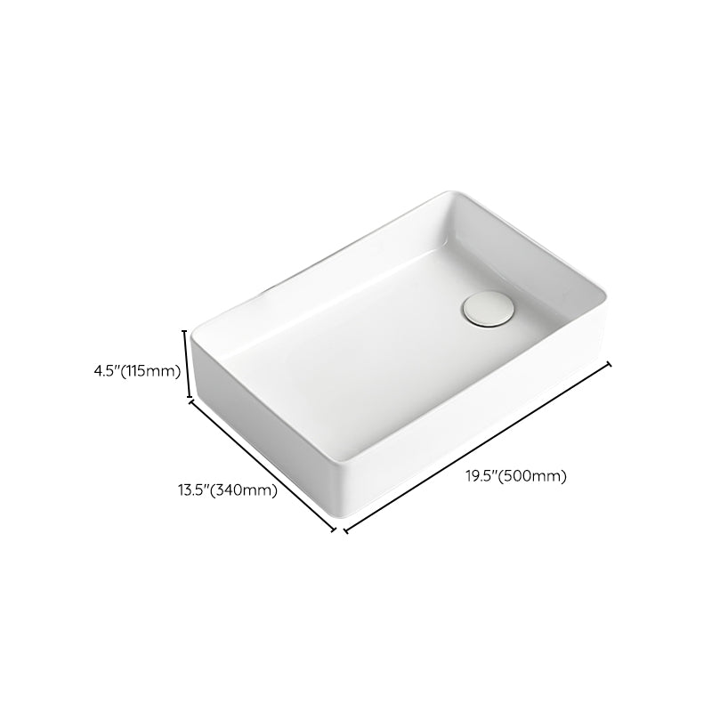 Modern Bathroom Sink Porcelain Solid Color Rectangular Vessel Bathroom Sink Clearhalo 'Bathroom Remodel & Bathroom Fixtures' 'Bathroom Sinks & Faucet Components' 'Bathroom Sinks' 'bathroom_sink' 'Home Improvement' 'home_improvement' 'home_improvement_bathroom_sink' 6627681