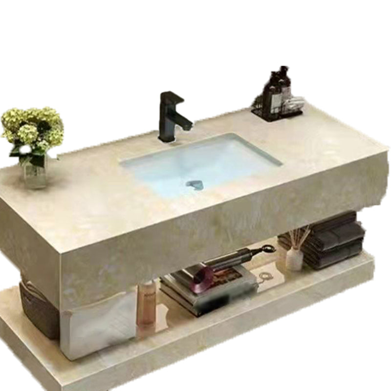 Yellow Stone Bath Vanity Shelving Included Single Sink Wall Mount Vanity Set with Mirror Clearhalo 'Bathroom Remodel & Bathroom Fixtures' 'Bathroom Vanities' 'bathroom_vanities' 'Home Improvement' 'home_improvement' 'home_improvement_bathroom_vanities' 6627721