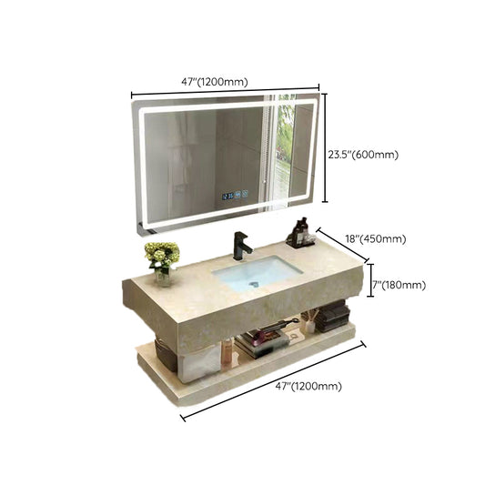 Yellow Stone Bath Vanity Shelving Included Single Sink Wall Mount Vanity Set with Mirror Clearhalo 'Bathroom Remodel & Bathroom Fixtures' 'Bathroom Vanities' 'bathroom_vanities' 'Home Improvement' 'home_improvement' 'home_improvement_bathroom_vanities' 6627736