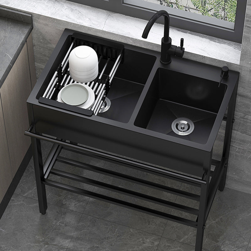 Contemporary Style Kitchen Sink Drop-In Noise-cancelling Design Kitchen Sink with Frame Clearhalo 'Home Improvement' 'home_improvement' 'home_improvement_kitchen_sinks' 'Kitchen Remodel & Kitchen Fixtures' 'Kitchen Sinks & Faucet Components' 'Kitchen Sinks' 'kitchen_sinks' 6627767