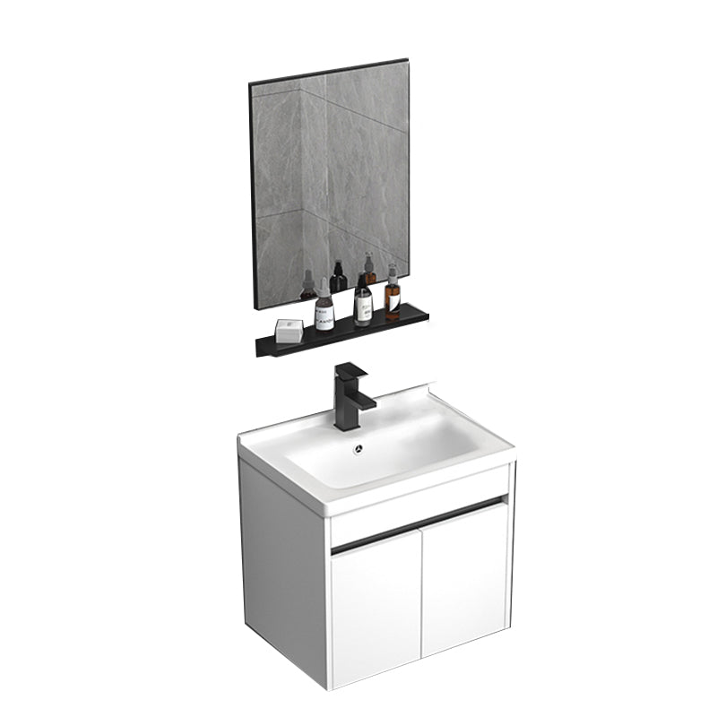 Modern Bathroom Vanity Set Wood Standalone Cabinet and Mirror Space Saver Vanity Clearhalo 'Bathroom Remodel & Bathroom Fixtures' 'Bathroom Vanities' 'bathroom_vanities' 'Home Improvement' 'home_improvement' 'home_improvement_bathroom_vanities' 6627879