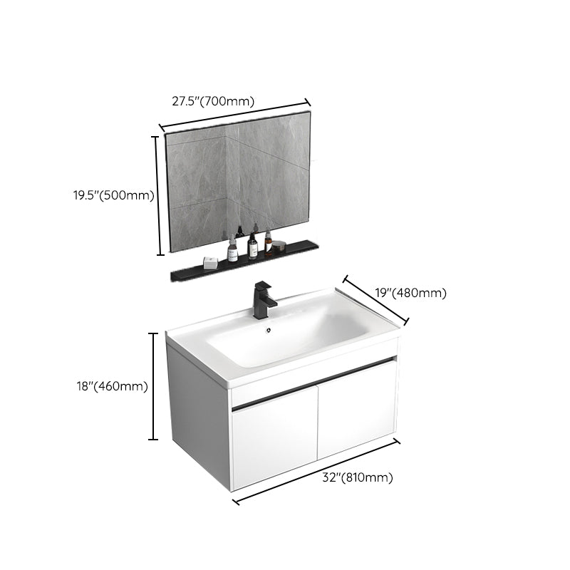 Modern Bathroom Vanity Set Wood Standalone Cabinet and Mirror Space Saver Vanity Clearhalo 'Bathroom Remodel & Bathroom Fixtures' 'Bathroom Vanities' 'bathroom_vanities' 'Home Improvement' 'home_improvement' 'home_improvement_bathroom_vanities' 6627892