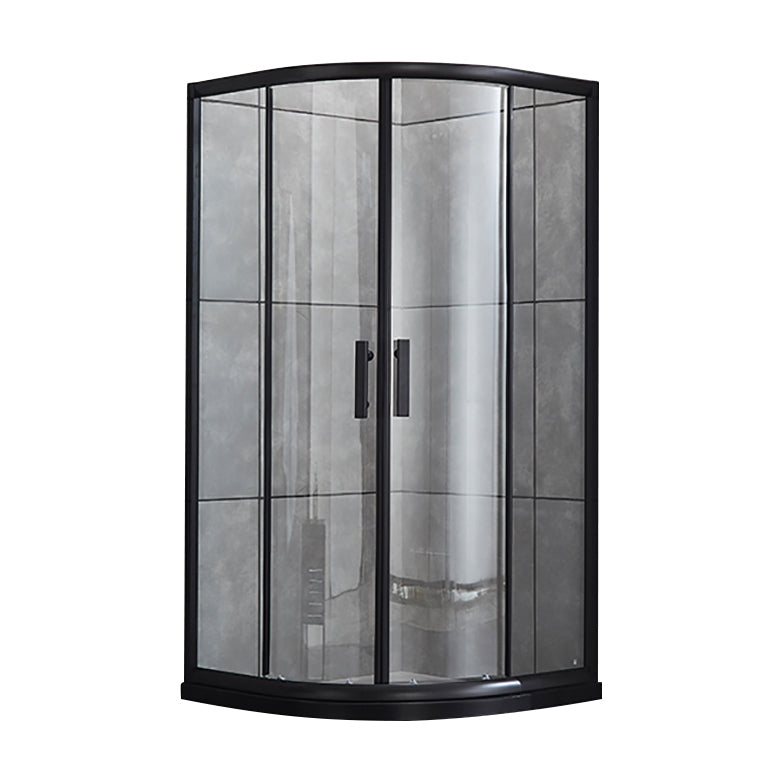 Rounded Matt Black Shower Enclosure Tempered Glass Corner Shower Enclosure Clearhalo 'Bathroom Remodel & Bathroom Fixtures' 'Home Improvement' 'home_improvement' 'home_improvement_shower_stalls_enclosures' 'Shower Stalls & Enclosures' 'shower_stalls_enclosures' 'Showers & Bathtubs' 6628040