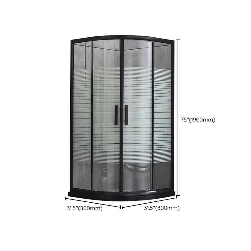 Rounded Matt Black Shower Enclosure Tempered Glass Corner Shower Enclosure Clearhalo 'Bathroom Remodel & Bathroom Fixtures' 'Home Improvement' 'home_improvement' 'home_improvement_shower_stalls_enclosures' 'Shower Stalls & Enclosures' 'shower_stalls_enclosures' 'Showers & Bathtubs' 6628051