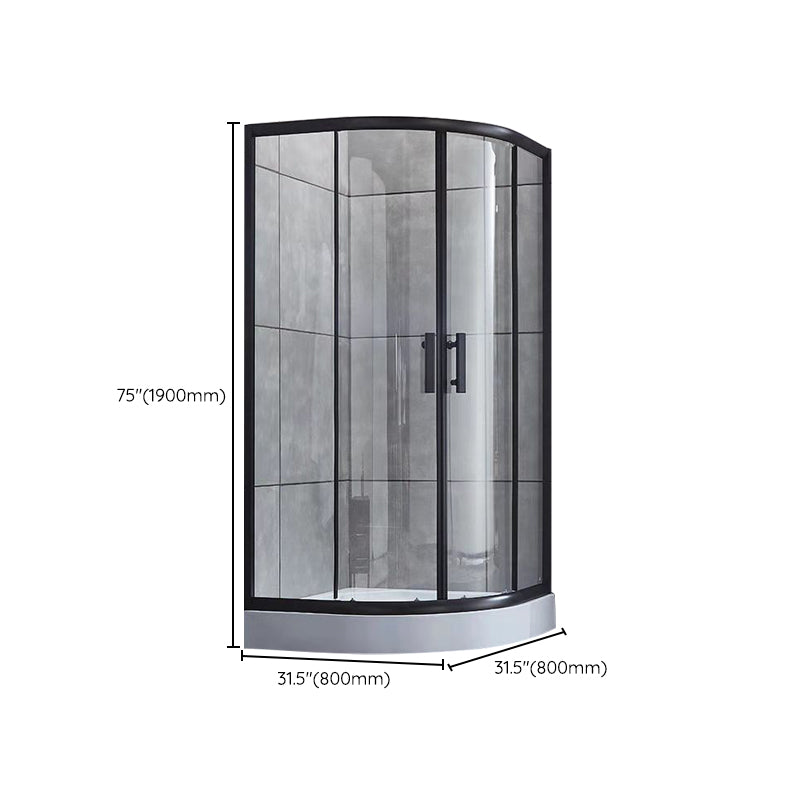 Rounded Matt Black Shower Enclosure Tempered Glass Corner Shower Enclosure Clearhalo 'Bathroom Remodel & Bathroom Fixtures' 'Home Improvement' 'home_improvement' 'home_improvement_shower_stalls_enclosures' 'Shower Stalls & Enclosures' 'shower_stalls_enclosures' 'Showers & Bathtubs' 6628054