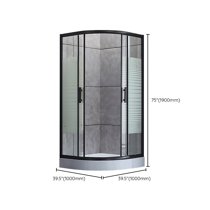 Rounded Matt Black Shower Enclosure Tempered Glass Corner Shower Enclosure Clearhalo 'Bathroom Remodel & Bathroom Fixtures' 'Home Improvement' 'home_improvement' 'home_improvement_shower_stalls_enclosures' 'Shower Stalls & Enclosures' 'shower_stalls_enclosures' 'Showers & Bathtubs' 6628060