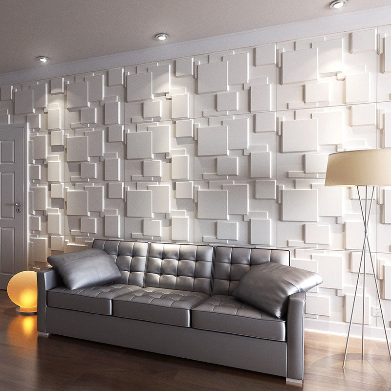 Square Interior Wall Paneling Peel and Stick Texture Effect Wall Paneling Textured White 12-Piece Set Clearhalo 'Flooring 'Home Improvement' 'home_improvement' 'home_improvement_wall_paneling' 'Wall Paneling' 'wall_paneling' 'Walls & Ceilings' Walls and Ceiling' 6628385
