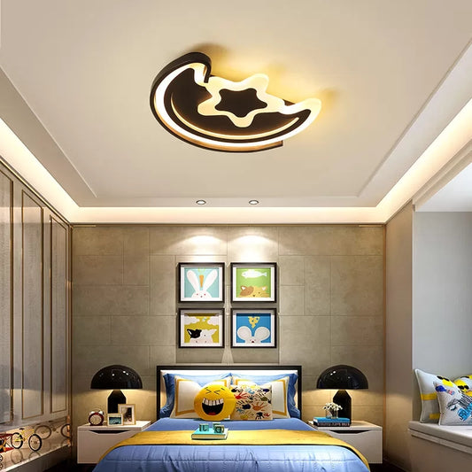 Acrylic Moon & Star Ceiling Fixture Eye-Caring Cartoon LED Flushmount Light for Study Room Clearhalo 'Ceiling Lights' 'Close To Ceiling Lights' 'Close to ceiling' 'Flush mount' Lighting' 66283