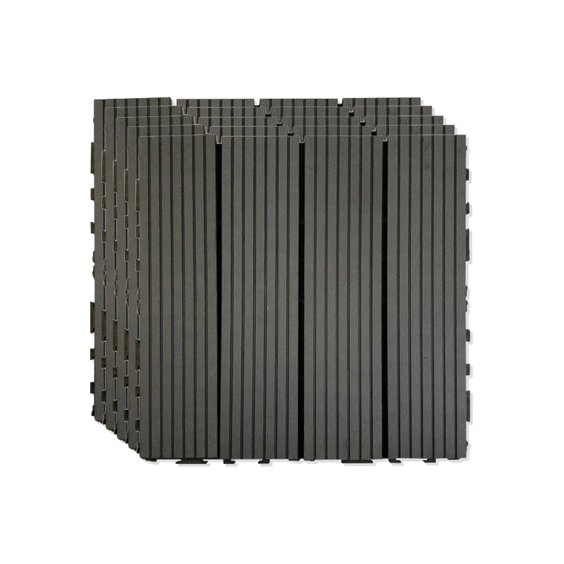 Outdoor Patio Decktile 11.8" x 11.8" Composite Decking Tiles Black Clearhalo 'Home Improvement' 'home_improvement' 'home_improvement_outdoor_deck_tiles_planks' 'Outdoor Deck Tiles & Planks' 'Outdoor Flooring & Tile' 'Outdoor Remodel' 'outdoor_deck_tiles_planks' 6631937