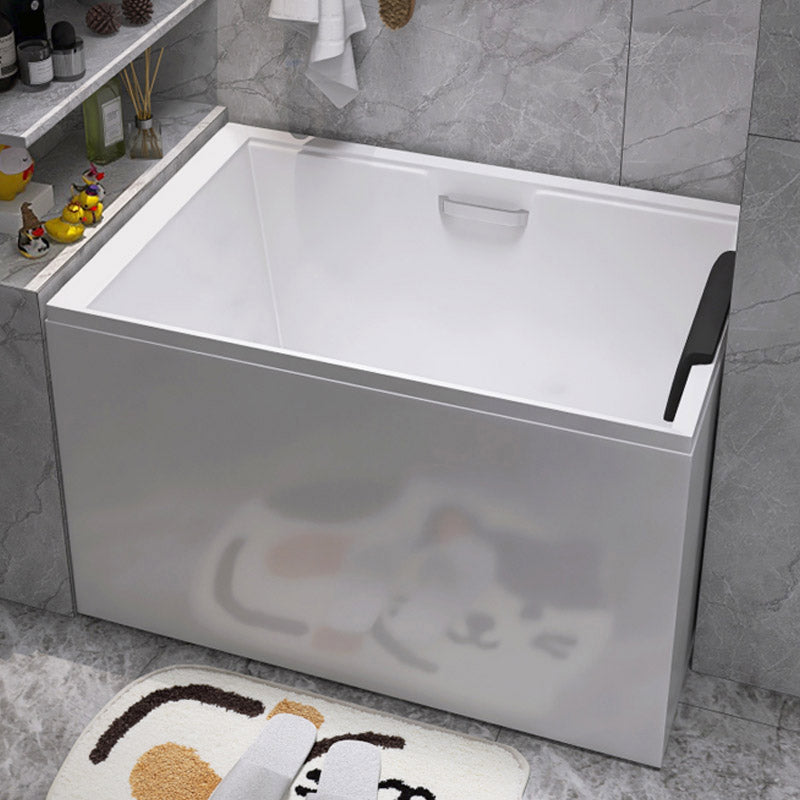 Modern Style Apron Front Bathtub Rectangular Acrylic Bathtub in White Tub Only Tub with Pillow Armrest Clearhalo 'Bathroom Remodel & Bathroom Fixtures' 'Bathtubs' 'Home Improvement' 'home_improvement' 'home_improvement_bathtubs' 'Showers & Bathtubs' 6639770