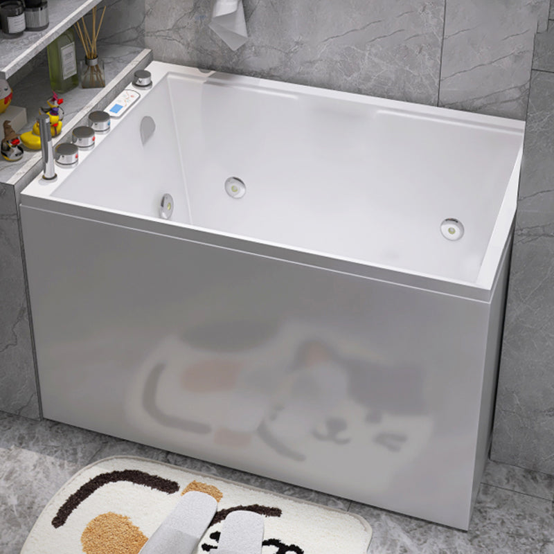 Modern Style Apron Front Bathtub Rectangular Acrylic Bathtub in White Massage & Thermostat Clearhalo 'Bathroom Remodel & Bathroom Fixtures' 'Bathtubs' 'Home Improvement' 'home_improvement' 'home_improvement_bathtubs' 'Showers & Bathtubs' 6639775