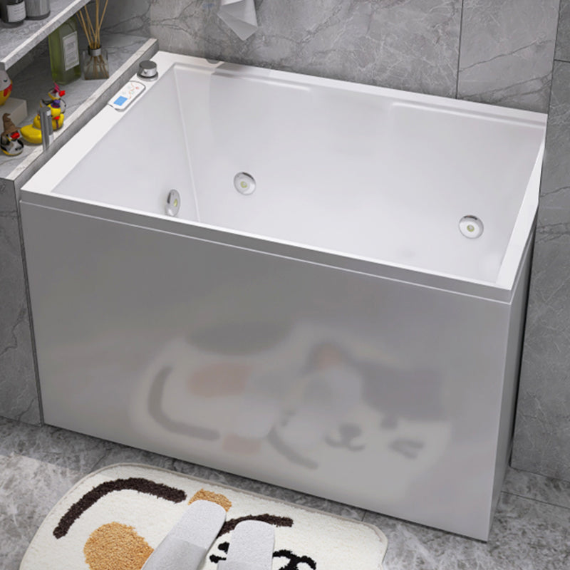 Modern Style Apron Front Bathtub Rectangular Acrylic Bathtub in White Clearhalo 'Bathroom Remodel & Bathroom Fixtures' 'Bathtubs' 'Home Improvement' 'home_improvement' 'home_improvement_bathtubs' 'Showers & Bathtubs' 6639792