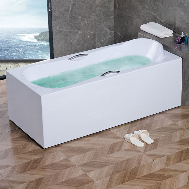 Modern Style Freestanding Bath Tub Acrylic Soaking Bathtub in White 66.9"L x 29.5"W x 21.3"H Clearhalo 'Bathroom Remodel & Bathroom Fixtures' 'Bathtubs' 'Home Improvement' 'home_improvement' 'home_improvement_bathtubs' 'Showers & Bathtubs' 6639803